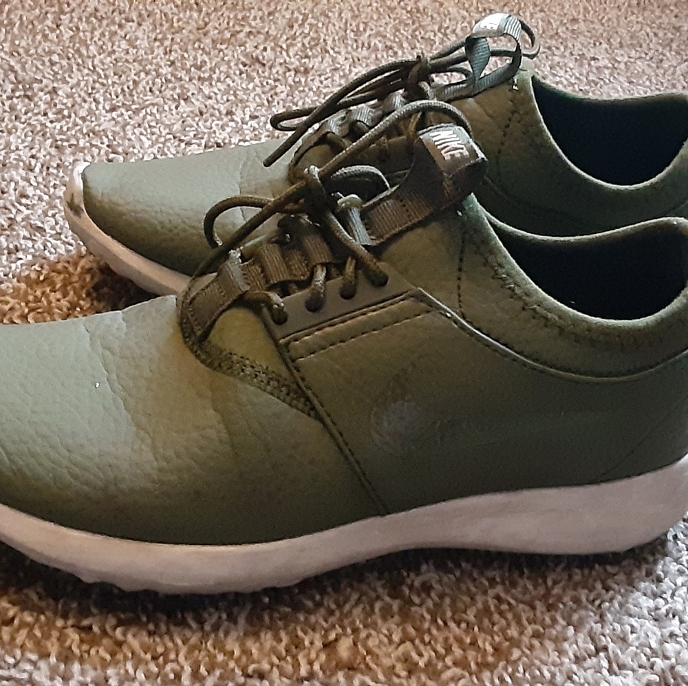 Nike, olive green leather shoes, women's size 7.5